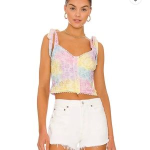 Revolve Majorelle Angie Bustier Top, size XS, pastel tie dye, worn once